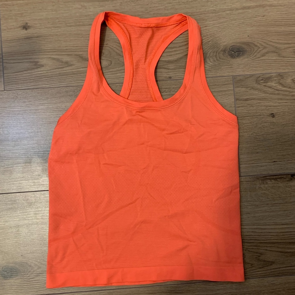 coral lululemon swiftly tank 2.0 waist length